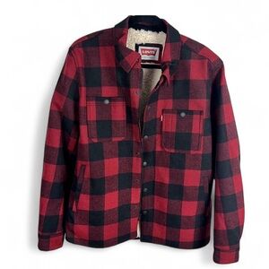 Levi’s Buffalo Plaid Sherpa-Lined Jacket Men’s L Lumberjack Meets Cabin Core